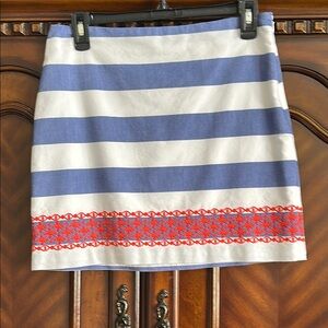 Vineyard Vines Striped Blue and White Skirt with Red Accents